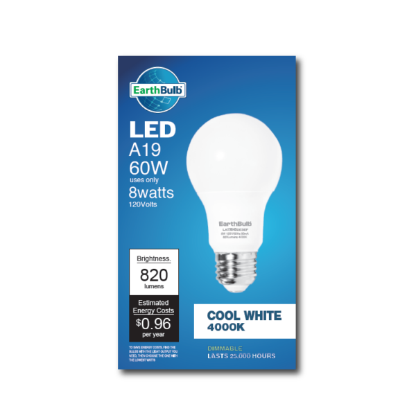 8 Watt 820LM 4000K A19 Bulb - Single Pack - Image 2