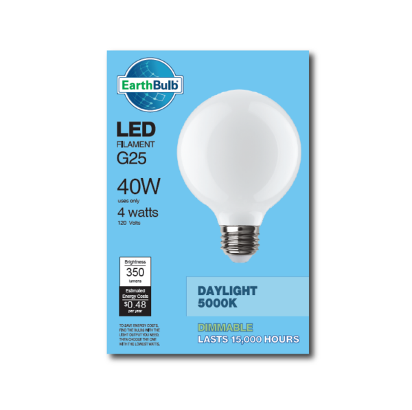4 Watt 350LM 5000K White Finish G25 Filament LED - Image 2