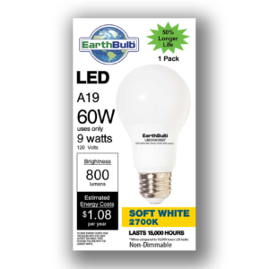 LED A19 60W 800 lumen soft white 2700K