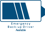 Emergency Back Up Driver. Battery Icon